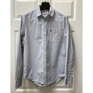 Penquin Heritage Slim Fit Men's Medium Blue L/S Button Up Shirt‎